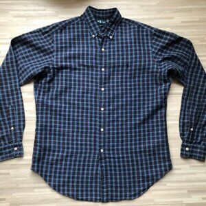 Ralph Lauren, Classic Fit, Men's Shirt, Linen & Cotton Blend, Blue Plaid, Medium